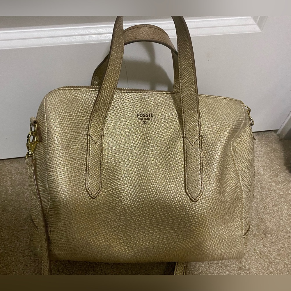 Fossil Metallic Gold Satchel